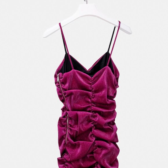 Area Fuchsia Ruched Mini Dress - Picture 3 of 11